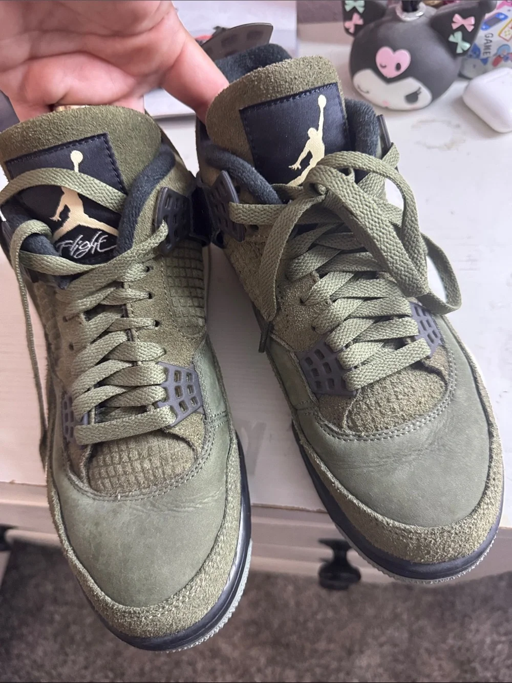 Jordan Men’s Olive Green and Black Suede Sneakers